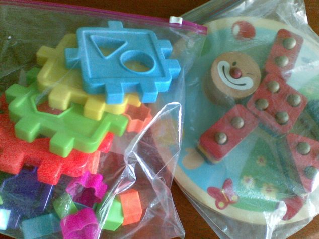 Geo Stacking Blocks and 3D Puzzle and Shape Sorter from a Party Loot Bag